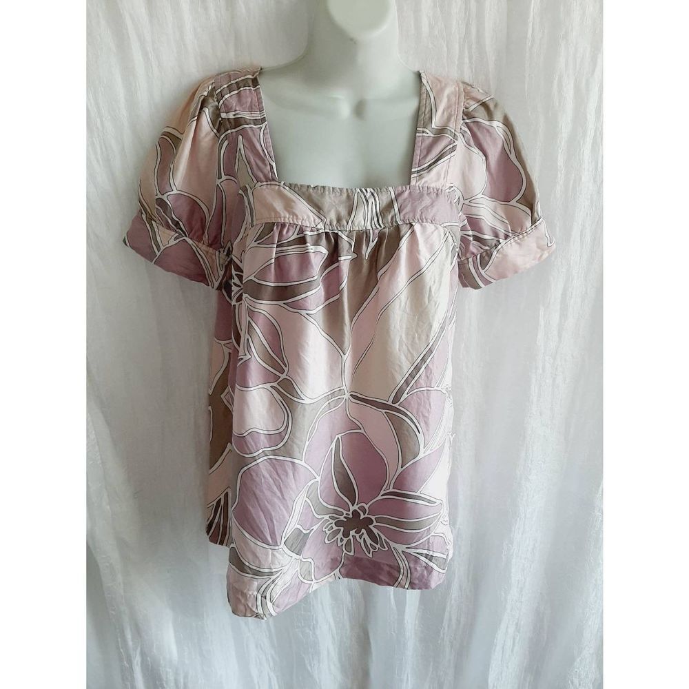 A new approach a.n.a Purple square neck silksz petite Medium babydoll blouse
